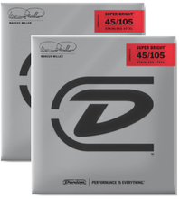 Carregar imagem no visualizador da galeria, Dunlop Marcus Miller Super Bright™ Bass Strings SET/4 - 45-105 (2 Pack) - Tensolo Music Co.