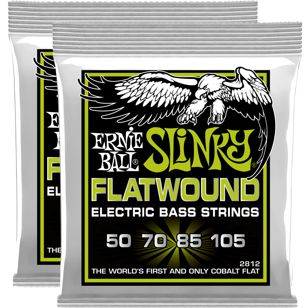 Ernie Ball Regular Slinky Flatwound Electric Bass Strings (50-105) 2 Pack