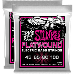 Ernie Ball Super Slinky Flatwound Electric Bass Strings (45-100) 2 Pack