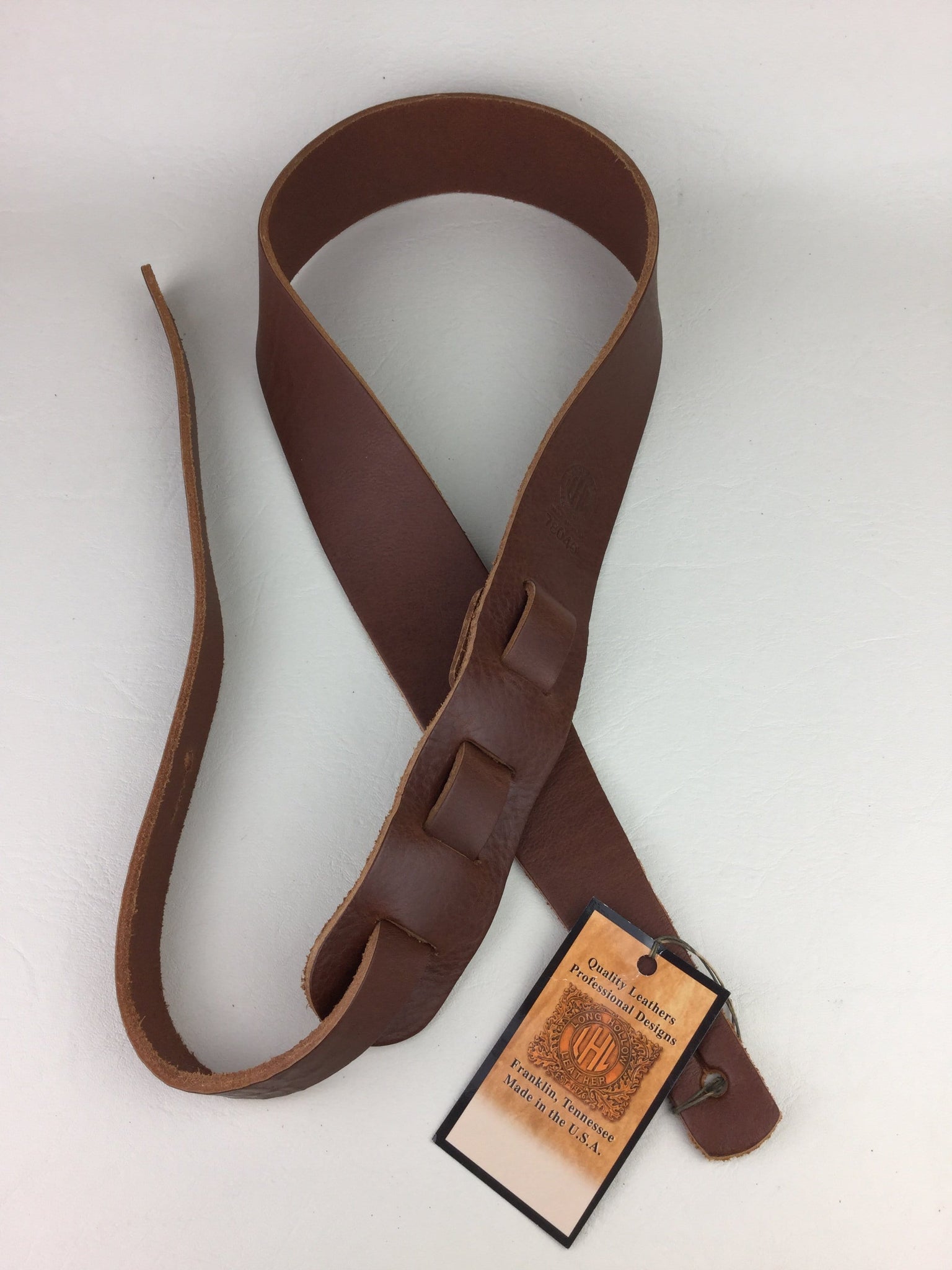 Long hollow leather guitar on sale strap