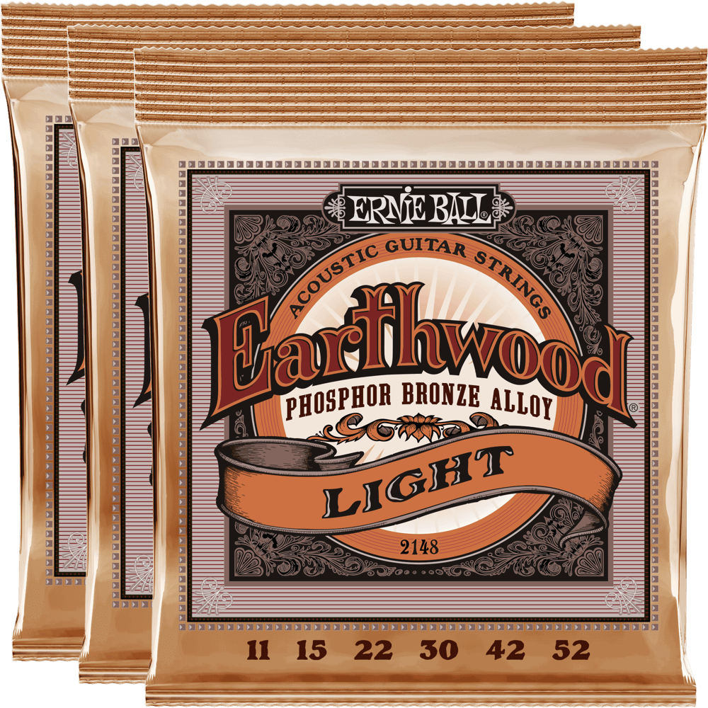 Ernie Ball Earthwood Phosphor Bronze Acoustic Strings (11-52) 3 Pack