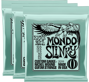 Ernie Ball Mondo Slinky Nickel Wound Electric Guitar Strings (10.5-52) 3 Pack