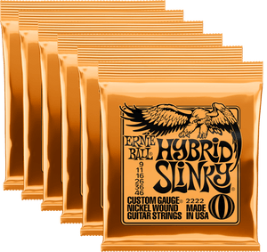 Ernie Ball Hybrid Slinky Nickel Wound Electric Guitar Strings (9-46) 6 Pack