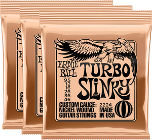 Ernie Ball Turbo Slinky Nickel Wound Electric Guitar Strings (9.5-46) 3 Pack