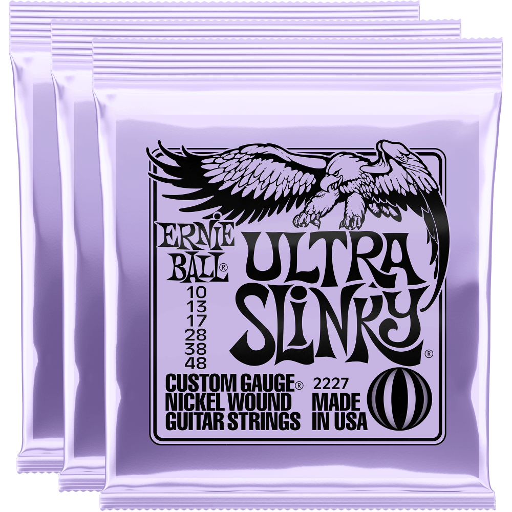 Ernie Ball Ultra Slinky Nickel Wound Electric Guitar Strings (10-48) 3 Pack