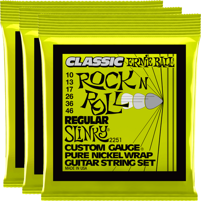Ernie Ball Regular Slinky Classic RNR Pure Nickel Electric (10-46) 3 Pack