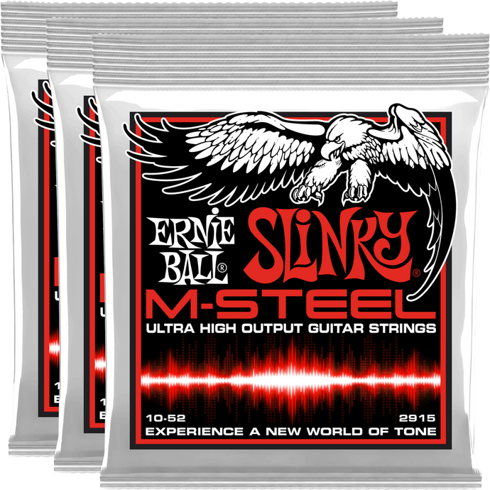 Ernie Ball STHB Slinky M-Steel Electric Guitar Strings (10-52) 3 Pack 
