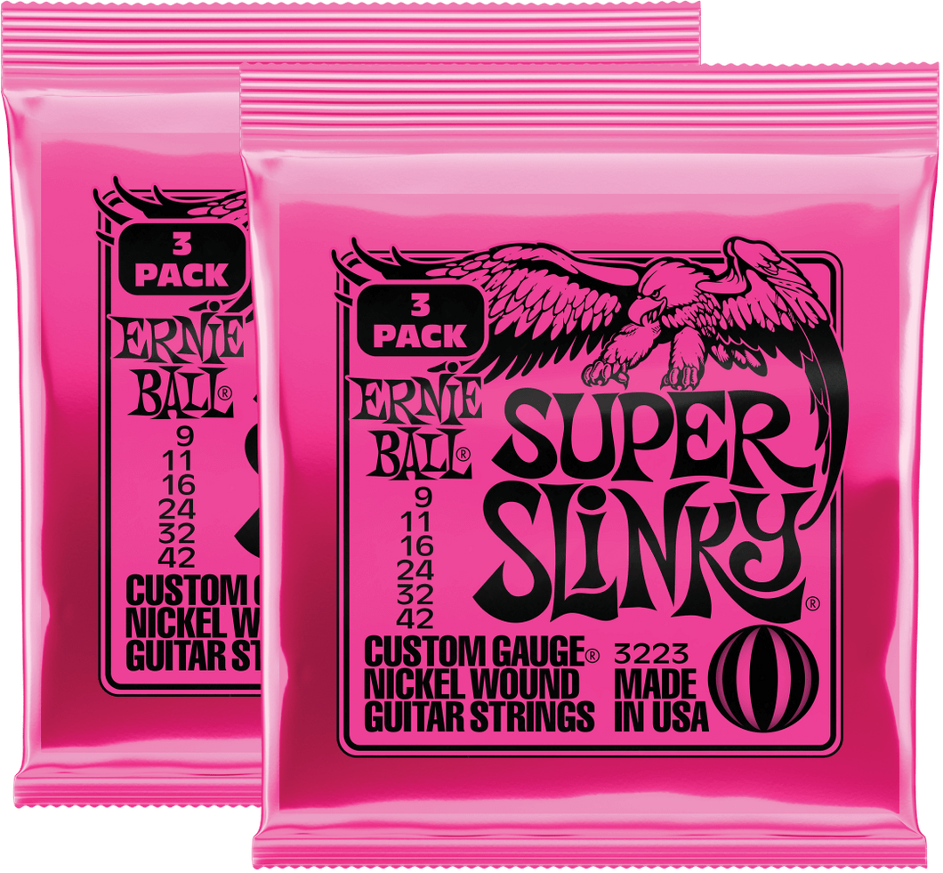 Ernie Ball Super Slinky Nickel Wound Strings (9-42) 2x3 Pack