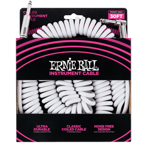Ernie Ball 30' Coiled Straight/Angle Instrument Cable