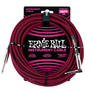 Ernie Ball 25' Braided Straight/Angle Instrument Cable (Black/Red)