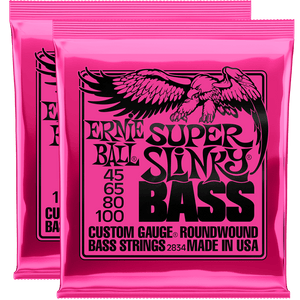 Ernie Ball Super Slinky Nickel Wound Bass Strings (45-100) 2 Pack