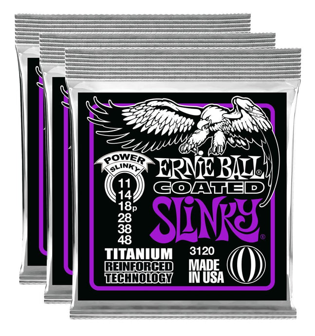 Ernie Ball Power Slinky Titanium RPS Coated Strings 11-48 - 3 Pack