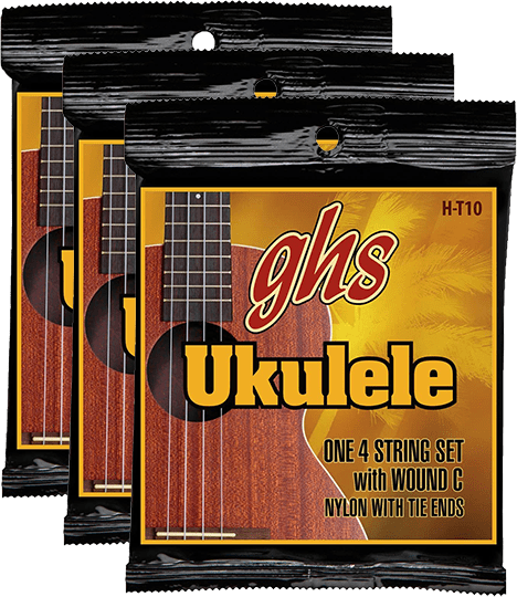 GHS Ukulele Tenor, Black Nylon w/Wound 3rd (H-T10) 3 Pack