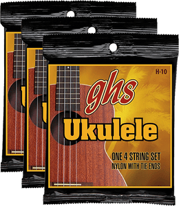 GHS Ukulele Soprano/Concert, Black Nylon (H-10) 3 Pack